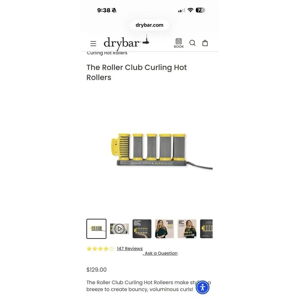 The Roller Club DryBar Curling Hot Rollers w/ Clips & Travel Case